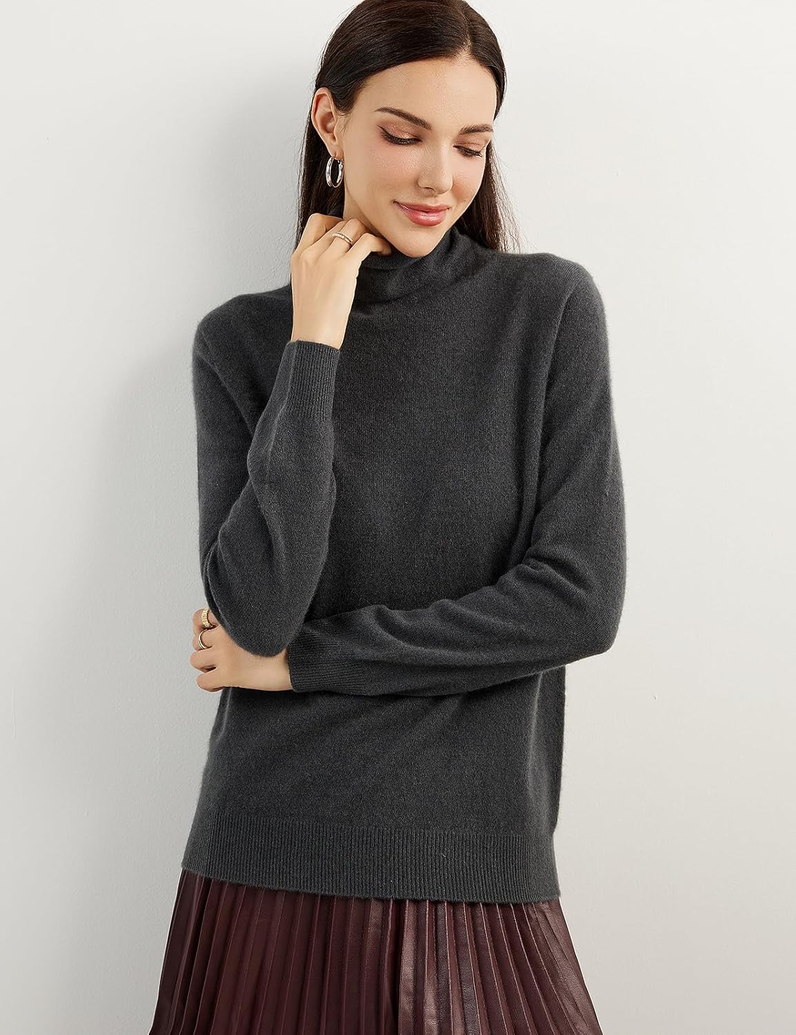 100% Pure Cashmere Women's Sweater Turtleneck Long Sleeve Warm Soft 2025 Fall Winter Knit Pullover