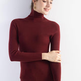 Women's Merino Wool Sweater Fall Winter Turtleneck Rib Long Sleeve First-Line Ready to Wear Seamless Knit Sweater