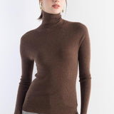 Merino Wool Blend Ribbed Turtleneck Slim Fit Sweater