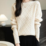 Chanyarn Women's Crew Neck 100% Merino Wool Sweater 2025 Otoño Invierno Clásico Vintage Cable Vintage Cálido de manga larga Sétera de manga larga