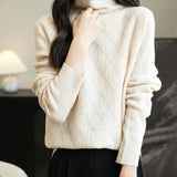 Chanyarn Women's 100% Merino Wool Séter 2025 Otoño Invierno Moda Turtleneck Cable de manga larga Cabina de cable Copas