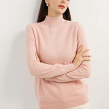 100% Pure Cashmere Women's Sweater Mock Neck Long Sleeve Warm Soft 2025 Fall Winter Knit Pullover