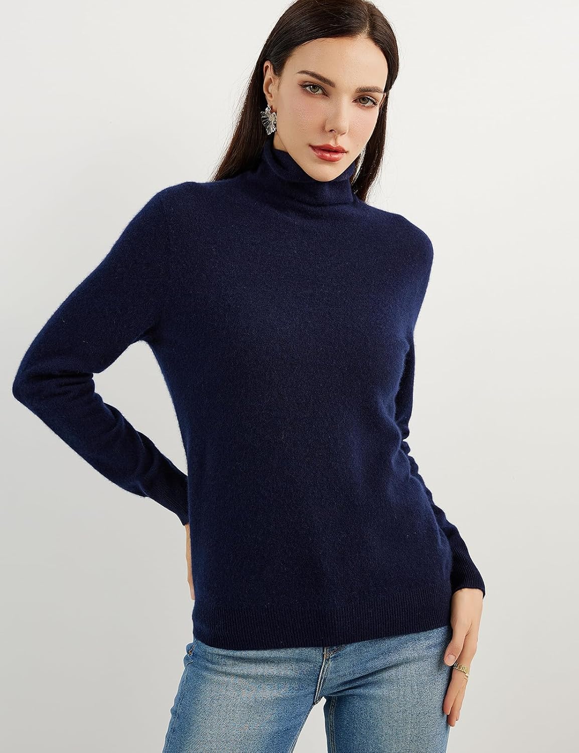 100% Pure Cashmere Women's Sweater Turtleneck Long Sleeve Warm Soft 2025 Fall Winter Knit Pullover