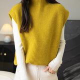 Women's 100% Merino Wool Sweater Vest 2025 Fall Winter Casual Turtleneck Sleeveless Knit Sweater Tank Tops