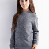 Girls 100% Merino Wool Sweater Fall Winter First-Line Ready to Wear Mock Neck Long Sleeve Seamless Pullover