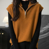 Chanyarn Women's 100% Merino Wool Sweater Vest 2025 Fall Winter 1/4 Zip Sleeveless Knit Sweater Tank Tops