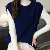 Chanyarn Women's 100% Merino Wool Sweater Vest 2025 Fall Winter Casual Crewneck Cable Sleeveless Knit Sweater Tank Tops