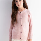 Girls 100% Merino Wool Cardigan Fall Winter First-Line Ready to Wear Crewneck Long Sleeve Seamless Sweater