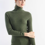 Women's Merino Wool Sweater Fall Winter Turtleneck Rib Long Sleeve First-Line Ready to Wear Seamless Knit Sweater