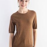 Women's Merino Wool Sweater 2025 Fall Winter Crew Neck Short Sleeve First-Line Ready to Wear Seamless Knit Sweater