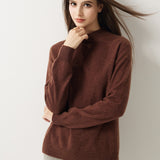 30% Cashmere 70% Merino Wool Seamless Mock Neck Sweater