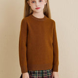 Chanyarn Girls 100% Merino Wool Sweater 2025 Fall Winter Kids Solid Crew Neck Warm Soft Long Sleeve Knit Pullover Jumper