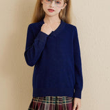 Girls 100% Merino Wool Sweater 2025 Fall Winter Kids Classic V Neck Warm Soft Long Sleeve Knit Pullover Jumper