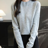 Chanyarn Women's 100% Merino Wool Seamless Sweater Mock Neck First-Line Ready to Wear Long Sleeve Knitted Pullover Tops