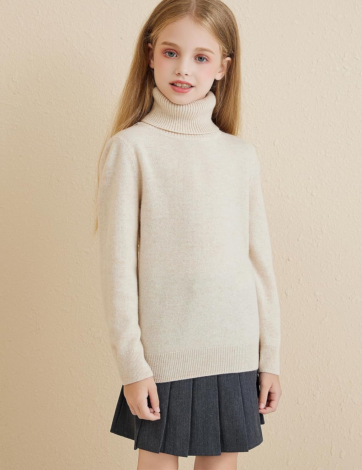 Chanyarn Girls 100% Merino Wool Sweater 2025 Fall Winter Kids Solid Crew Neck Warm Soft Long Sleeve Knit Pullover Jumper