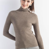 Women's Merino Wool Sweater Fall Winter Turtleneck Rib Long Sleeve First-Line Ready to Wear Seamless Knit Sweater