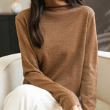 Chanyarn Women's 100% Merino Wool Base Layer Shirt Tops Turtleneck Long Sleeve Travel Hiking Tee T Shirt Pullover Sweater