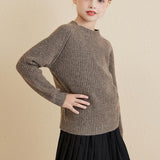 Girls Crew Neck 100% Merino Wool Sweater 2025 Fall Winter Kids Warm Soft Long Sleeve Knitted Pullover Sweater