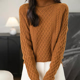 Chanyarn Women's 100% Merino Wool Turtleneck Sweater 2025 Fall Winter Vintage Cable Warm Soft Long Sleeve Knit Sweater