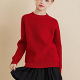 Girls Crew Neck 100% Merino Wool Sweater 2025 Fall Winter Kids Warm Soft Long Sleeve Knitted Pullover Sweater