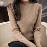 Chanyarn Women's 100% Merino Wool Seamless Sweater Mock Neck First-Line Ready to Wear Long Sleeve Ribbed Knit Pullover