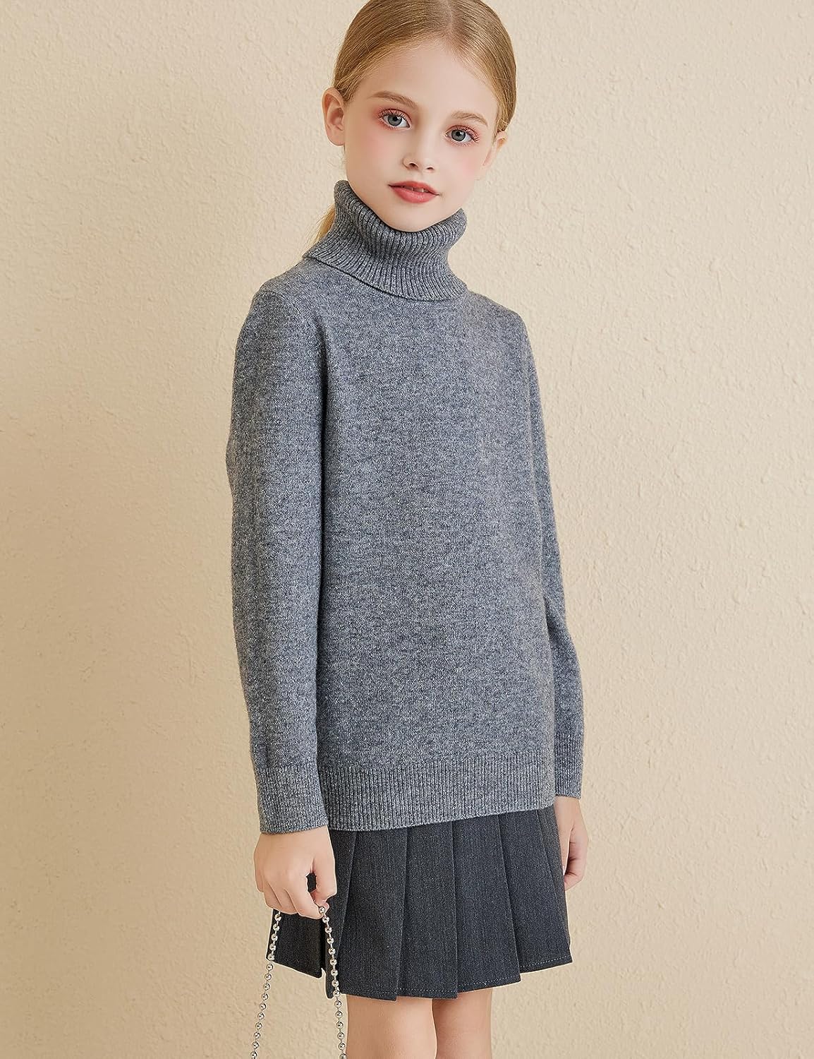 Chanyarn Girls 100% Merino Wool Sweater 2025 Fall Winter Kids Solid Crew Neck Warm Soft Long Sleeve Knit Pullover Jumper