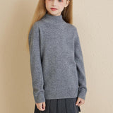 Girls 100% Merino Wool Sweater 2025 Fall Winter Kids Solid Mock Neck Warm Soft Long Sleeve Knit Pullover Jumper