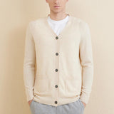 Men's 100% Merino Wool Cardigan Sweater 2025 Fall Winter Casual V Neck Warm Soft Long Sleeve Knitted Sweater