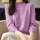 Chanyarn Women's 100% Merino Wool Short Sleeve Sweater Spring Summer Crewneck Lightweight Ribbed Knitted Pullover Tops
