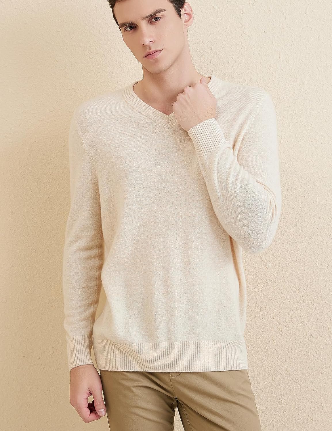 Chanyarn Men's 100% Merino Wool Sweater 2025 Fall Winter Casual V Neck Warm Soft Long Sleeve Knitted Pullover Sweater