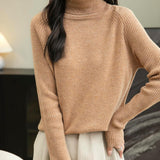 Chanyarn Women's Turtleneck 100% Merino Wool Sweater 2025 Fall Winter Classic Warm Soft Raglan Long Sleeve Knit Sweater