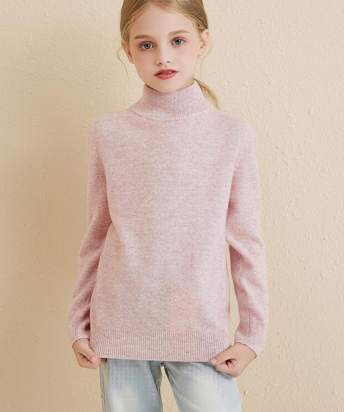 Girls 100% Merino Wool Mockneck Sweater