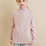 Girls 100% Merino Wool Sweater 2025 Fall Winter Kids Solid Mock Neck Warm Soft Long Sleeve Knit Pullover Jumper