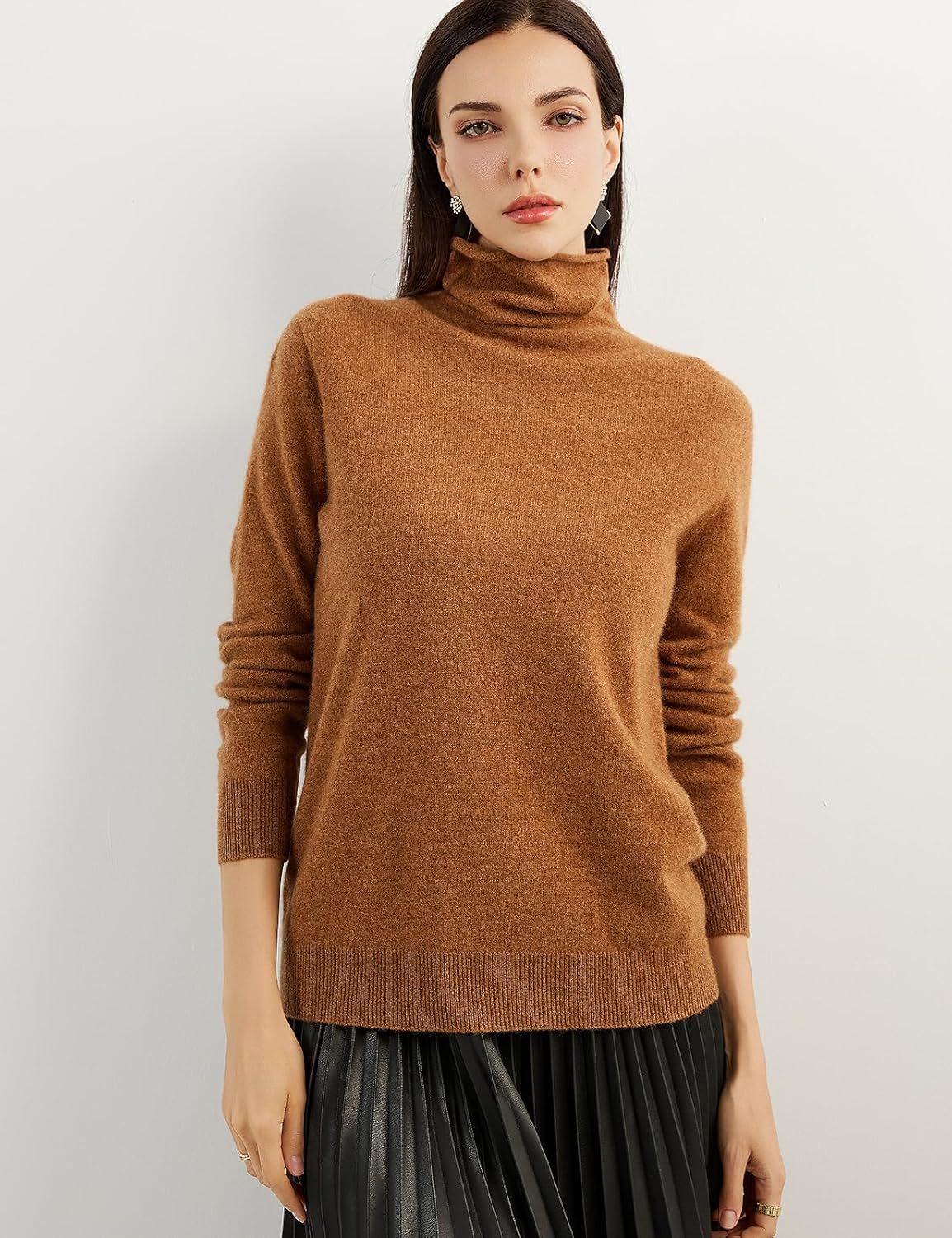 100% Pure Cashmere Women's Sweater Turtleneck Long Sleeve Warm Soft 2025 Fall Winter Knit Pullover