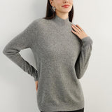 100% Pure Cashmere Women's Sweater Mock Neck Long Sleeve Warm Soft 2025 Fall Winter Knit Pullover