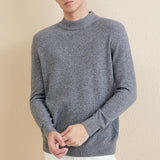 Men's 100% Merino Wool Sweater 2025 Fall Winter Casual Mock Neck Warm Soft Long Sleeve Knitted Sweater
