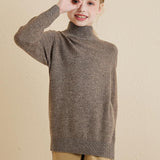 Girls 100% Merino Wool Sweater 2025 Fall Winter Kids Solid Mock Neck Warm Soft Long Sleeve Knit Pullover Jumper