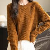Chanyarn Women's Crew Neck 100% Merino Wool Sweater 2025 Otoño Invierno Cable Cable de manga larga suave suave suéter de manga larga