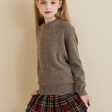 Chanyarn Girls 100% Merino Wool Sweater 2025 Fall Winter Kids Solid Crew Neck Warm Soft Long Sleeve Knit Pullover Jumper