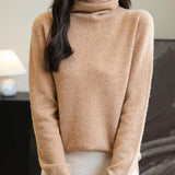 Chanyarn Women's100％メリノウールシームレスセータータートルネックファーストライン長いスリーブニットプルオーバートップを着用する準備ができています
