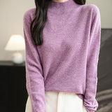 Chanyarn Women's 100% Merino Wool Seamless Sweater Mock Neck First-Line Ready to Wear Long Sleeve Knitted Pullover Tops
