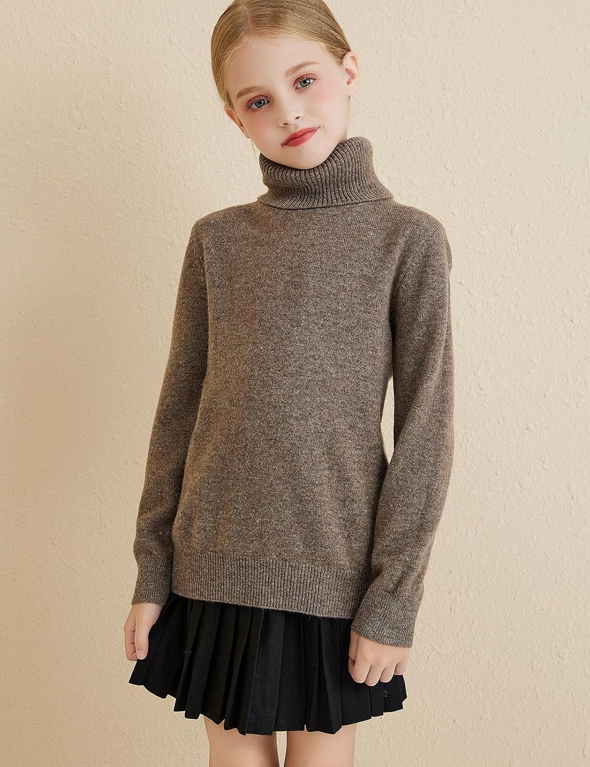 Chanyarn Girls 100% Merino Wool Sweater 2025 Fall Winter Kids Solid Crew Neck Warm Soft Long Sleeve Knit Pullover Jumper