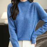 Chanyarn Women's 100% Merino Wool Seamless Sweater Mock Neck First-Line Ready to Wear Long Sleeve Knitted Pullover Tops