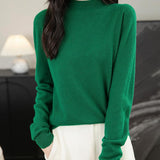 Chanyarn Women's 100% Merino Wool Seamless Sweater Mock Neck First-Line Ready to Wear Long Sleeve Knitted Pullover Tops