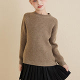 Girls Crew Neck 100% Merino Wool Sweater 2025 Fall Winter Kids Warm Soft Long Sleeve Knitted Pullover Sweater