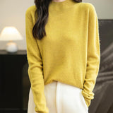 Chanyarn Women's 100% Merino Wool Seamless Sweater Mock Neck First-Line Ready to Wear Long Sleeve Knitted Pullover Tops