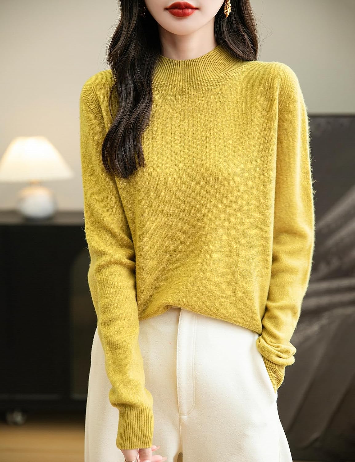 100% Merino Wool Seamless Mockneck Sweater