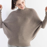 Suéter de malha grande com gola morcego e mistura de lã Merino