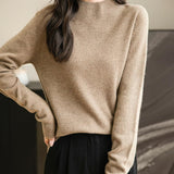 Chanyarn Women's 100% Merino Wool Seamless Sweater Mock Neck First-Line Ready to Wear Long Sleeve Knitted Pullover Tops