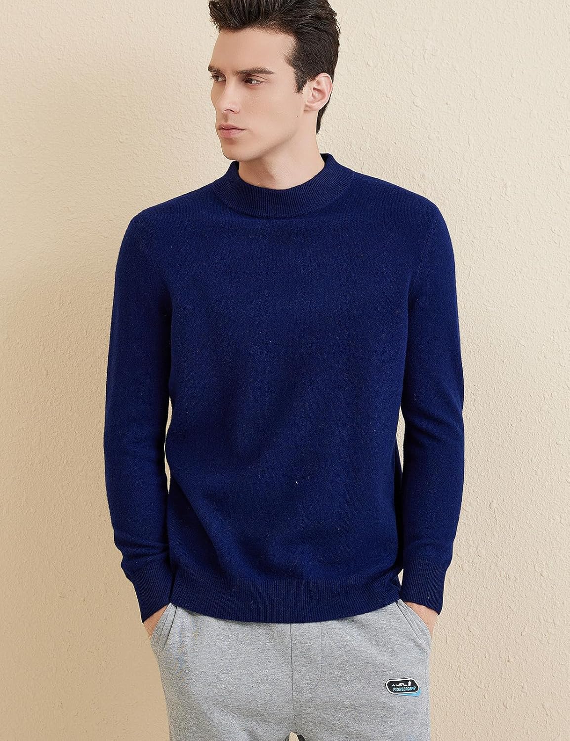 Men's 100% Merino Wool Sweater 2025 Fall Winter Casual Mock Neck Warm Soft Long Sleeve Knitted Sweater